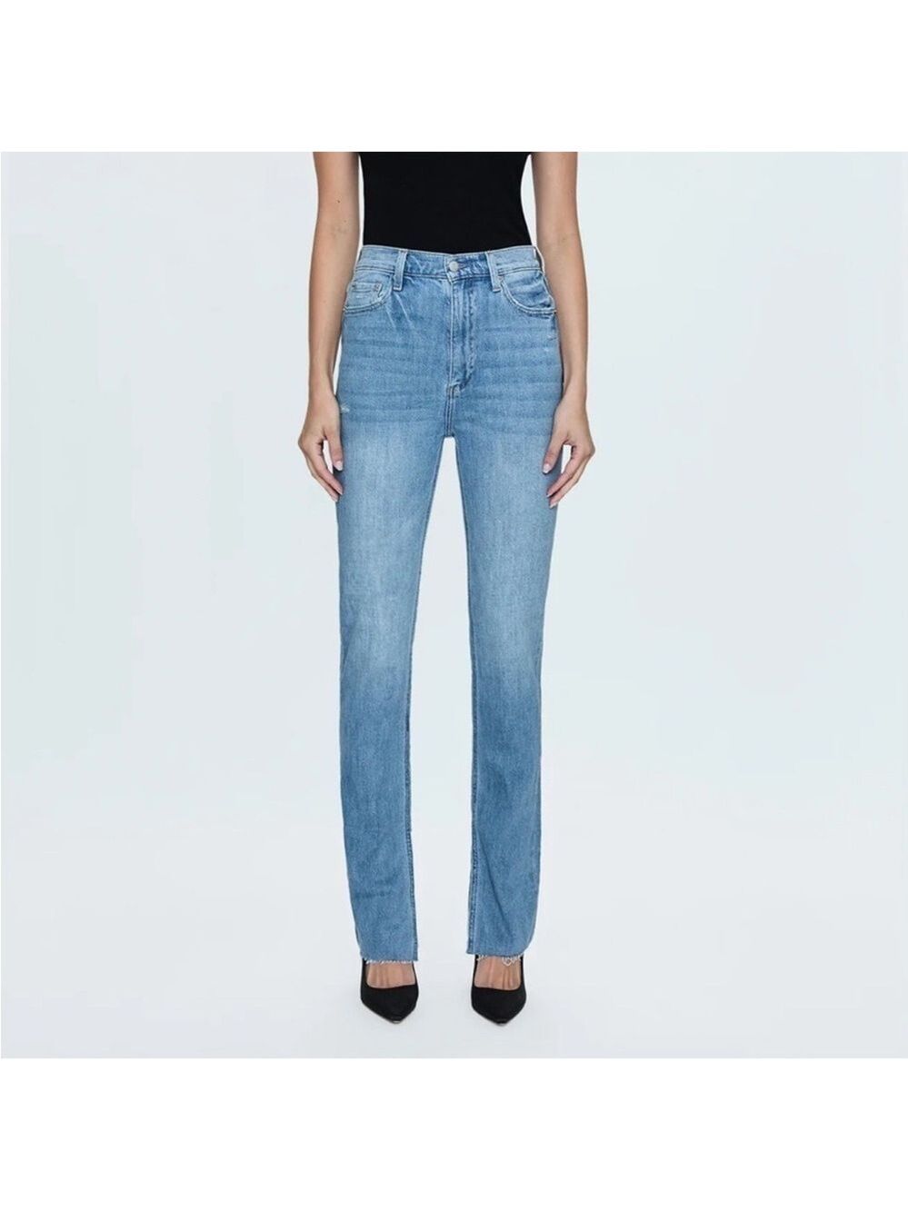 Pistola Colleen High Rise Slim Boot Jeans NWT Light Wash Distressed Sz 34 - Picture 2 of 15